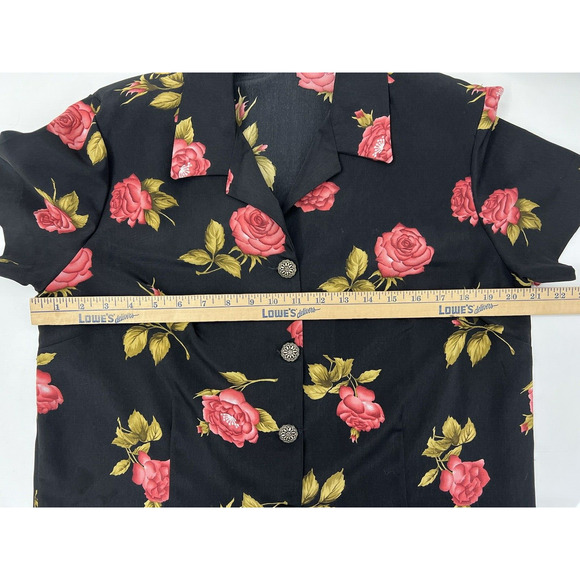 Womens Handmade Shirt and Skirt Size Unknown Black Floral Short Sleeve Button Up - Picture 8 of 14